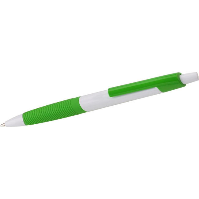 Custom Printed Plastic ballpen with rubber grip - Image 1