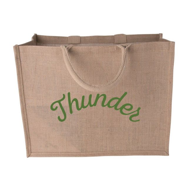 Custom Printed Jute bag laying model - Image 1