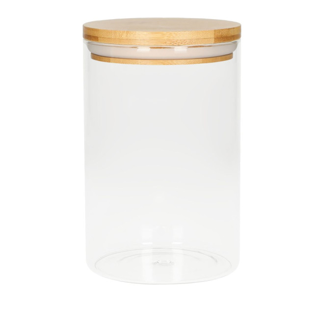 Custom Printed Glass Storage Jar With Bamboo Lid 1.6L