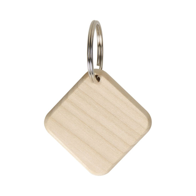 Custom Printed Square Maplewood Keyring