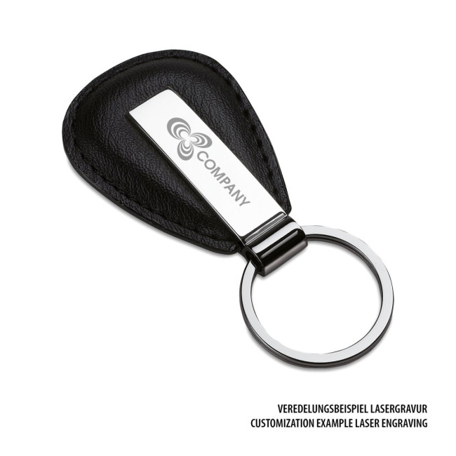 Custom Printed Round Leather Metal Keyring - Image 2