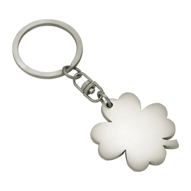 Custom Printed Lucky Clover Metal Keyring - Image 1