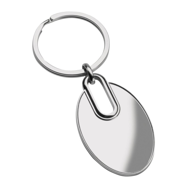 Custom Printed Silver Oval Metal Keyring