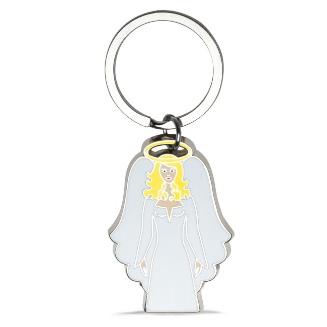 Custom Printed White Angel Metal Keyring - Image 2