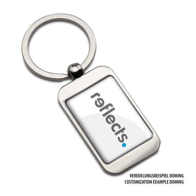 Custom Printed Silver Rectangle Metal Keyring - Image 2