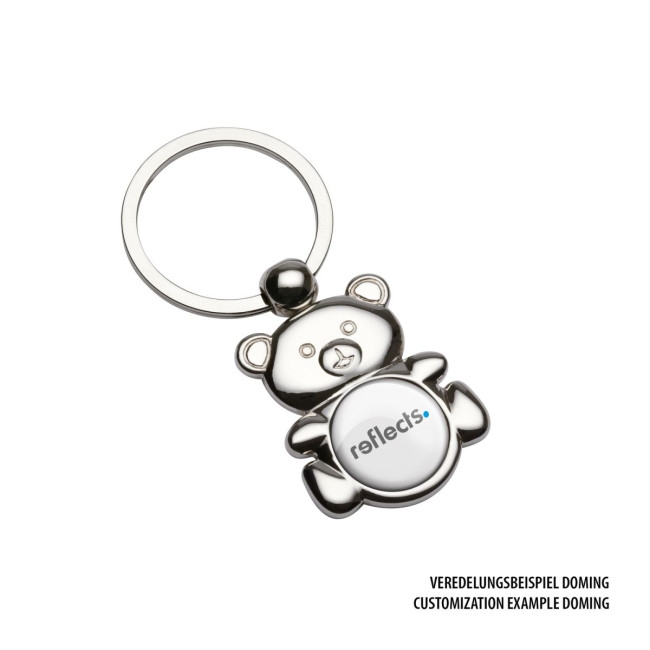 Custom Printed Teddy Bear Metal Keyring - Image 2