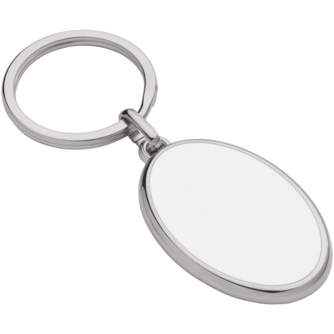 Custom Printed Oval Metal Keyring - Image 1