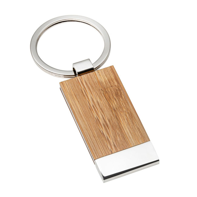 Custom Printed Bamboo Metal Keyring - Image 1