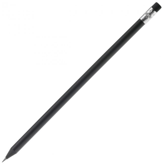 Custom Printed Pencil, black with eraser - Image 1