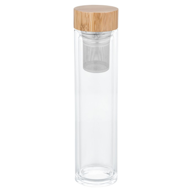 Custom Printed Sledge Glass bottle with tea strainer - Image 1