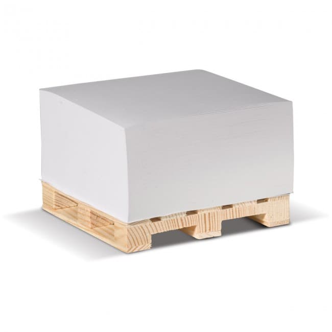 Custom Printed Cube pad white + wooden pallet - Image 1