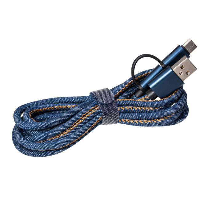 Custom Printed Denim 3-in-1 Charging Cable - Image 2