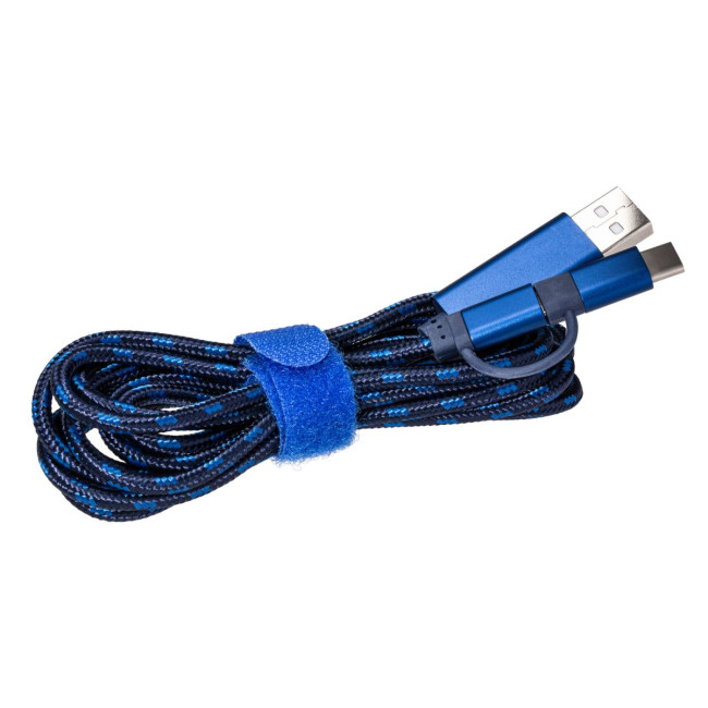 Custom Printed Blue 3-in-1 Charging Cable - Image 2