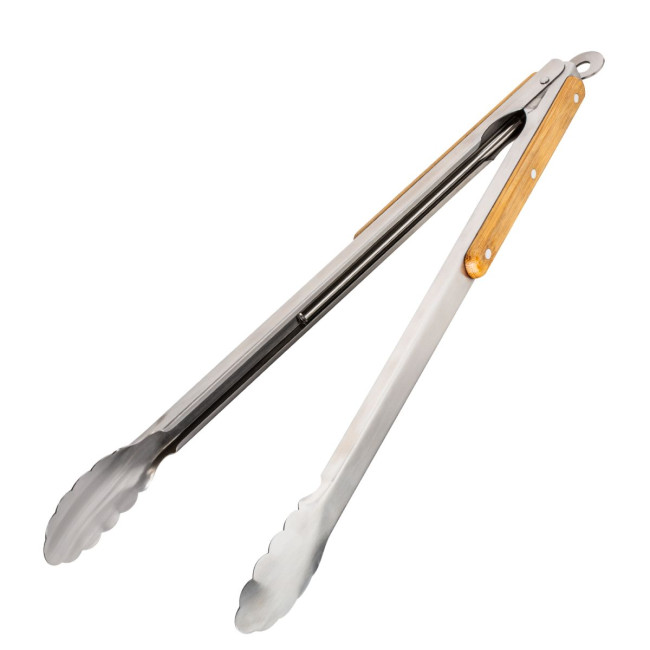 Custom Printed Bamboo & Stainless Steel BBQ Tongs - Image 2