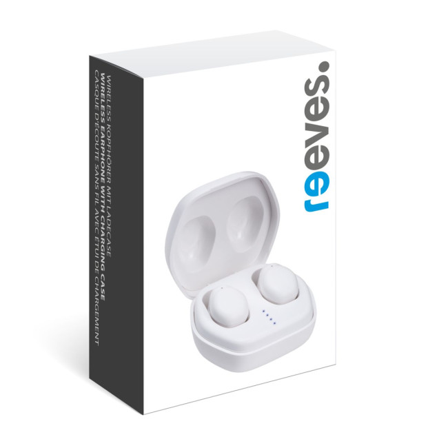 Custom Printed White Wireless Earphones & Charging Case - Image 5