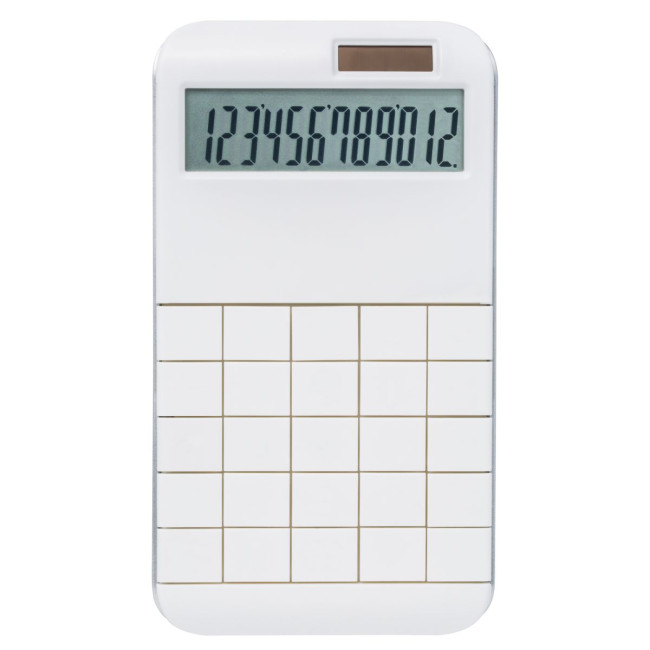 Custom Printed White Dual Power Solar Calculator - Image 2