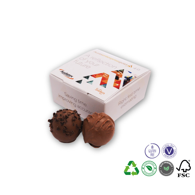 Custom Printed Ballotin 4 Chocolate Truffles Box