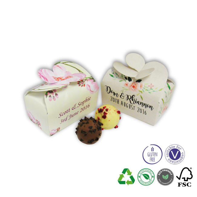 Custom Printed Ballotin 2 Chocolate Truffles Butterfly Box