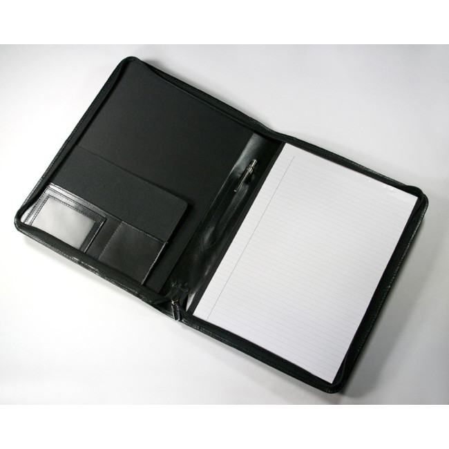 Custom Printed Biodegradable Leather A4 Zipped Folder - Image 1