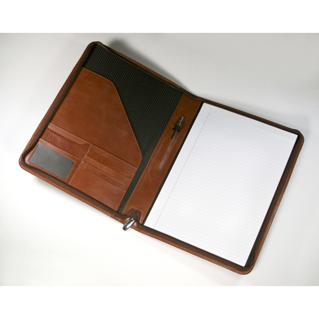 Custom Printed Eco Verde A4 Zipped Folder In Tan - Image 1