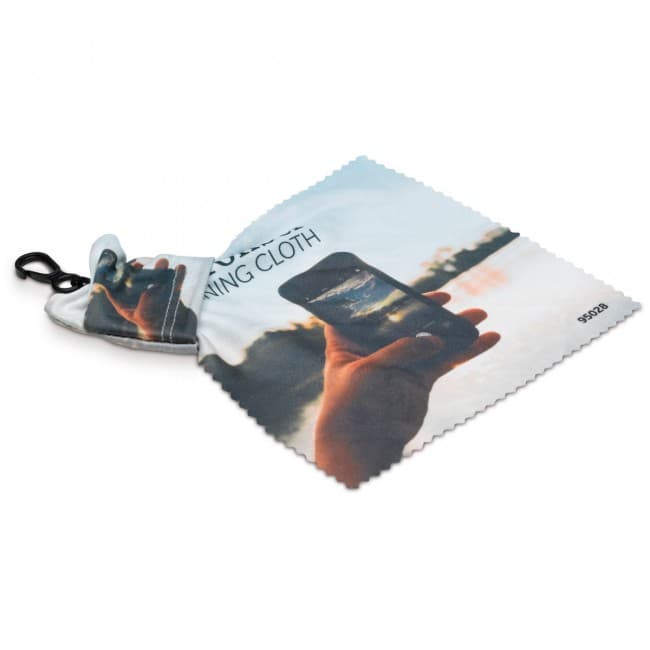 Custom Printed Microfiber cloth keyring, 150x150mm - Image 1