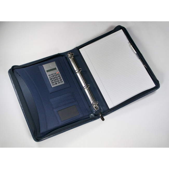 Custom Printed Warick A4 Zipped Ring Binder Folder in Navy - Image 1