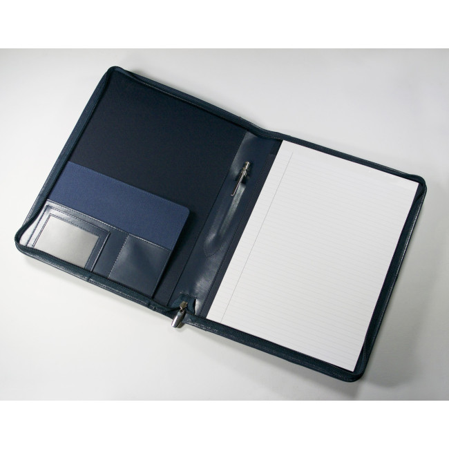 Custom Printed Warwick A4 Zipped Folder in Navy - Image 1