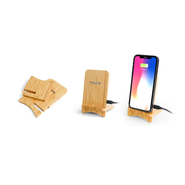 Custom Printed Bamboo Wireless Charging Stand 10W - Image 1