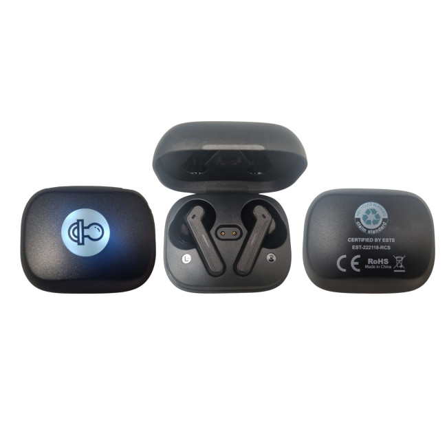 Custom Printed Wireless Earbuds With LED Logo - Image 1