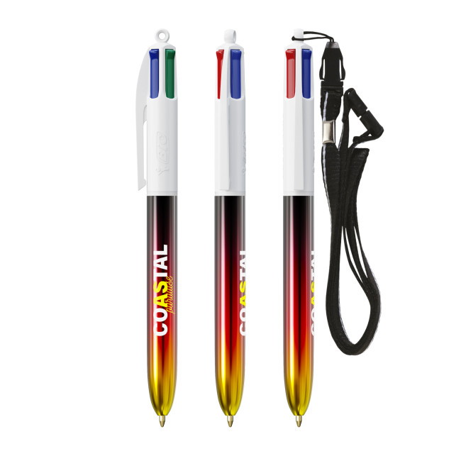 Custom Printed BIC 4 Colours Flags Collection Pen & Lanyard Screen Printing - Image 3