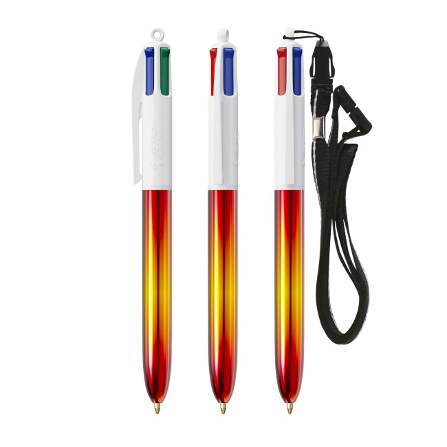 Custom Printed BIC 4 Colours Flags Collection Pen & Lanyard Screen Printing - Image 2