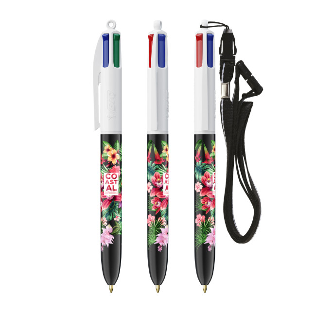 Custom Printed BIC 4 Colours Ballpen + Lanyard Screen Printing - Image 3