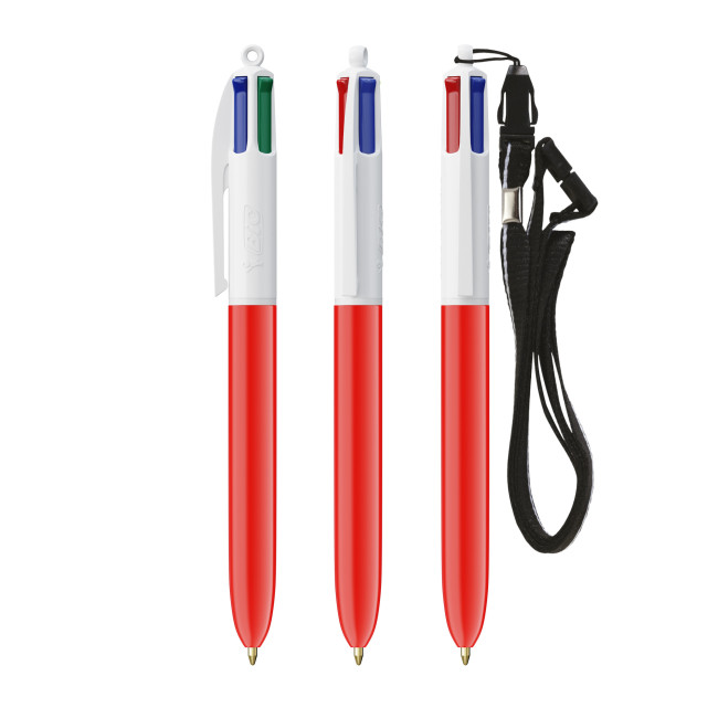 Custom Printed BIC 4 Colours Ballpen + Lanyard Screen Printing - Image 2