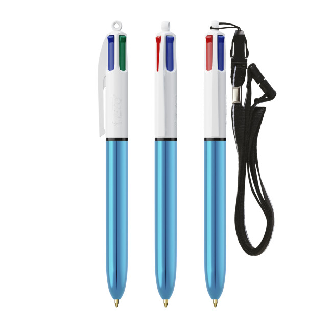 Custom Printed BIC 4 Colours Shine Ballpen + Lanyard Screen Printing - Image 2