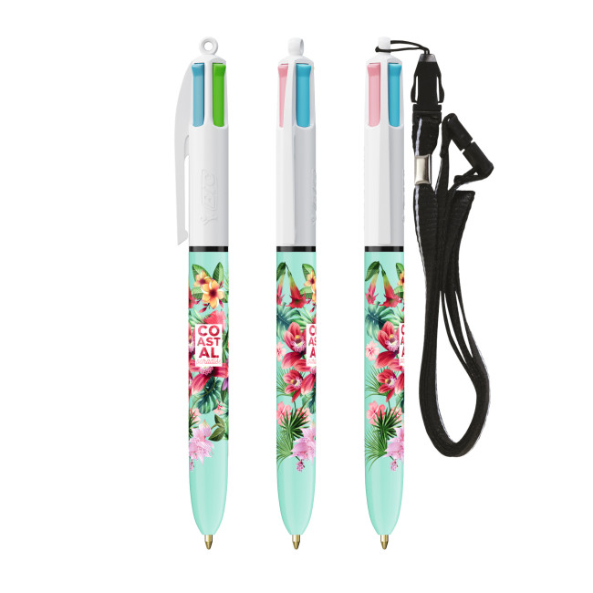 Custom Printed BIC 4 Colours Fashion Ballpen + Lanyard Screen Printing - Image 3