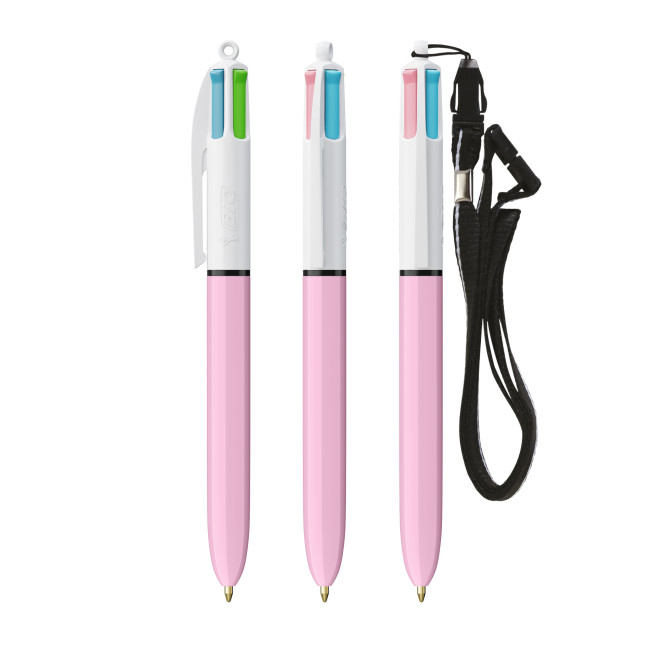 Custom Printed BIC 4 Colours Fashion Ballpen + Lanyard Screen Printing - Image 2