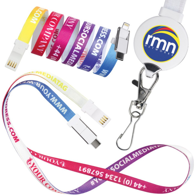 Custom Printed Promo 3-in-1 USB Lanyard Cable