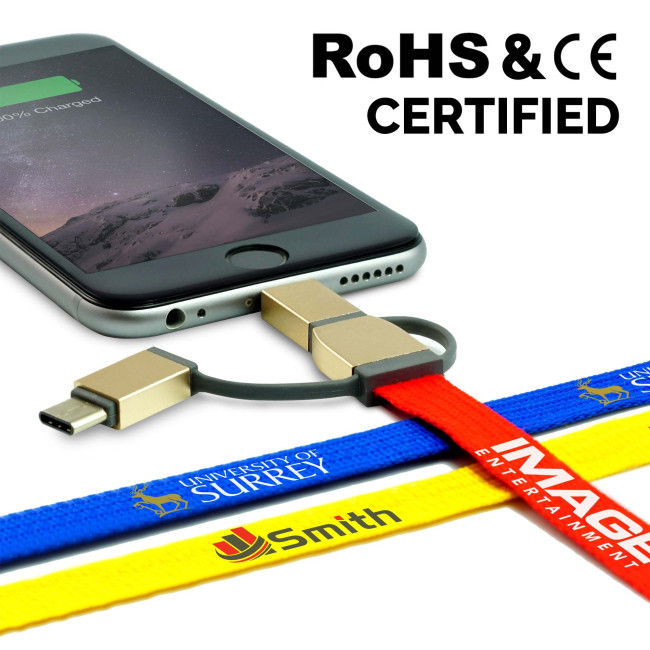 Custom Printed Promo Fabric USB Charging And Data Cable