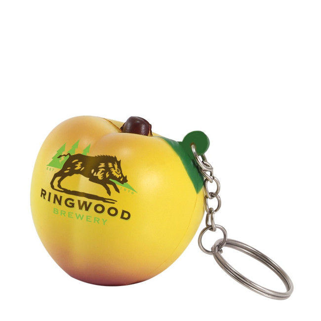 Custom Printed Stress Peach Keyring