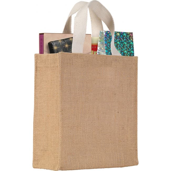 Custom Printed Egerton Jute Mini Gift Bag - Image 1