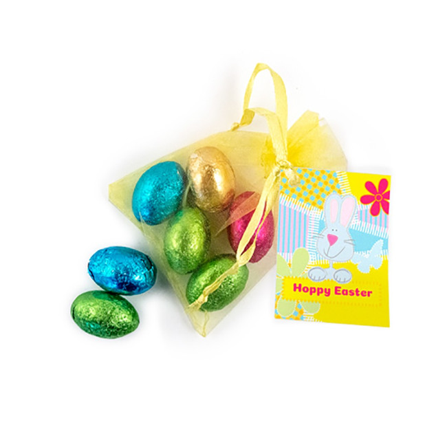 Custom Printed Mini Chocolate Eggs Organza Bag