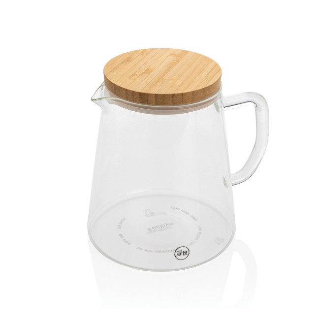 Custom Printed Ukiyo Borosilicate Glass Carafe & Bamboo Lid 1.2L