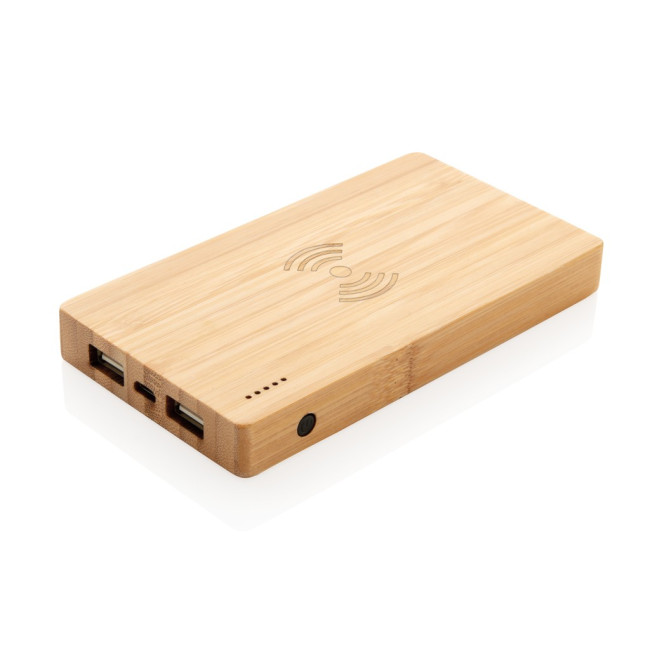 Custom Printed Bamboo Wireless Powerbank 4,000 mAh