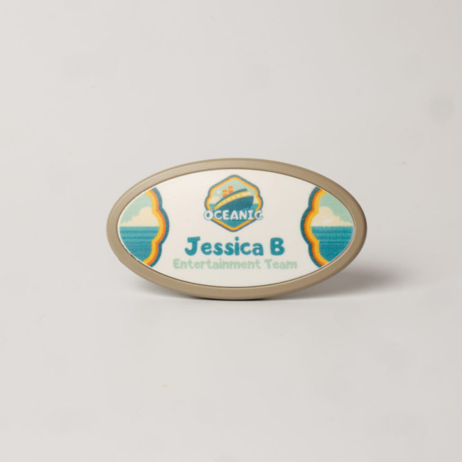 Custom Printed Always Recycled Select Name Badge - Oval