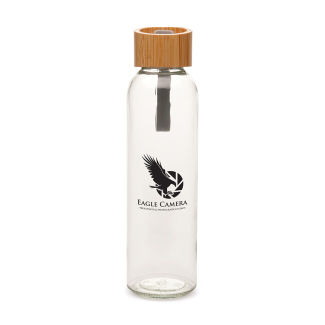 Custom Printed Glass Bamboo Bottle 450ml