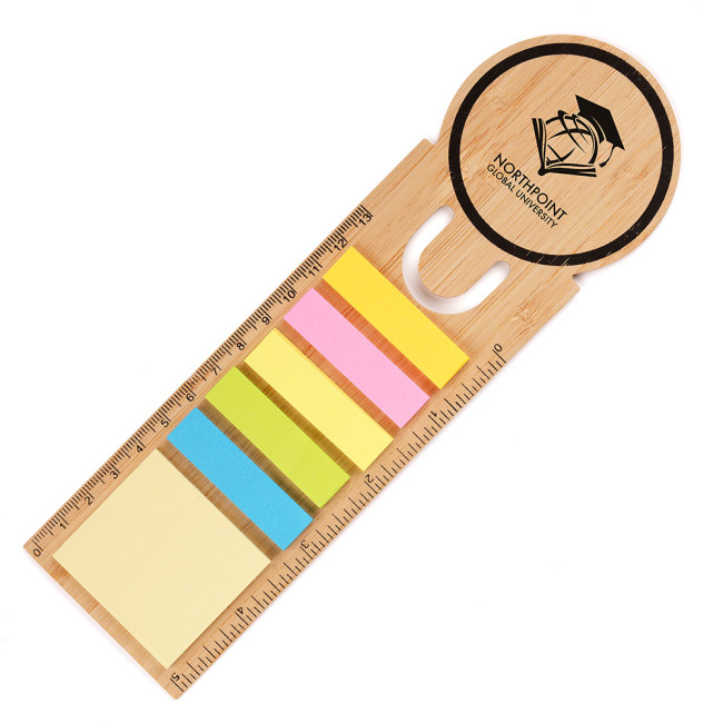 Custom Printed Bamboo Sticky Note Bookmark