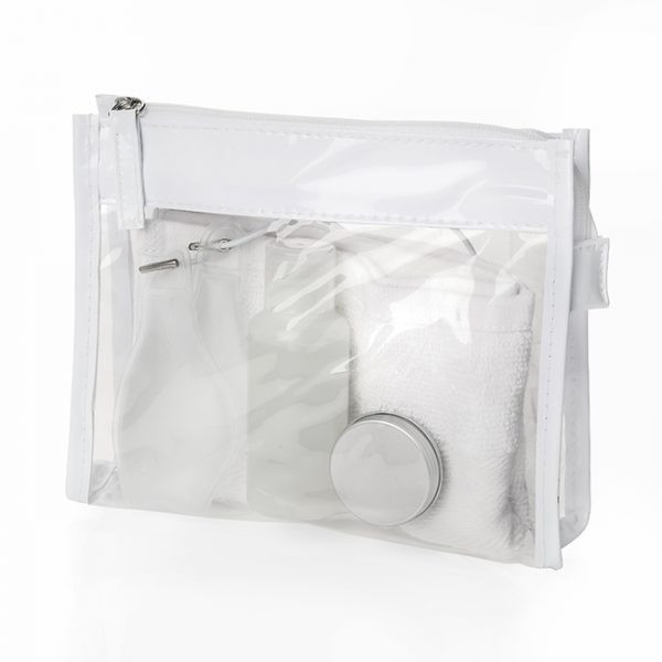 Custom Printed Spa Set in a Clear PVC White Trim Bag