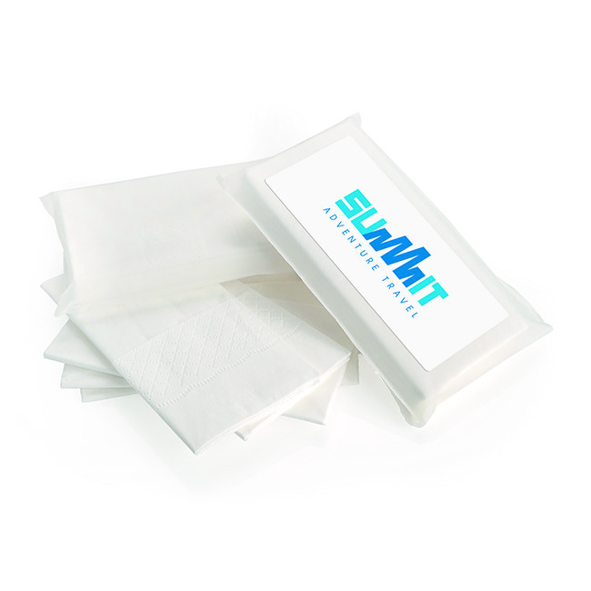 Custom Printed 5 White 3-Ply Tissues in a Biodegradable Pack