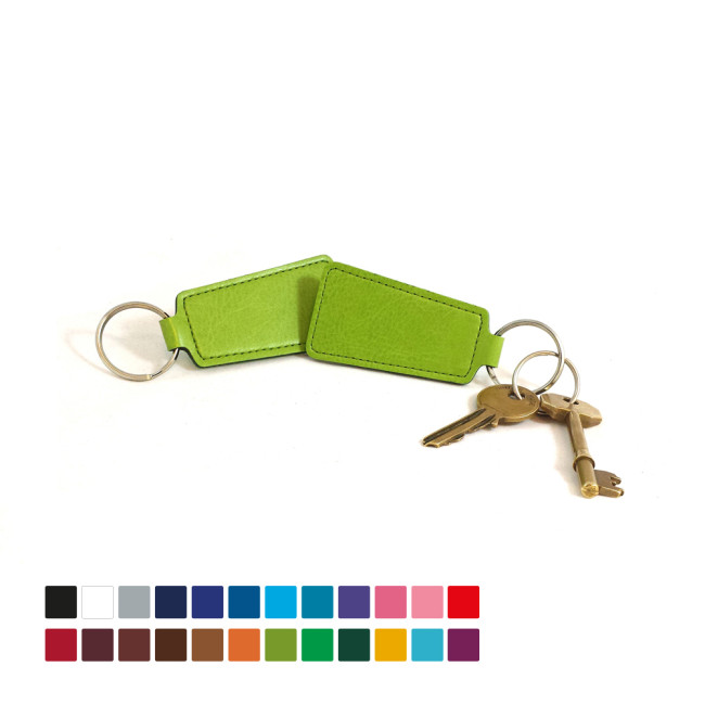 Custom Printed Economy Trapeze Key Fob In Belluno Vegan PU - Image 2