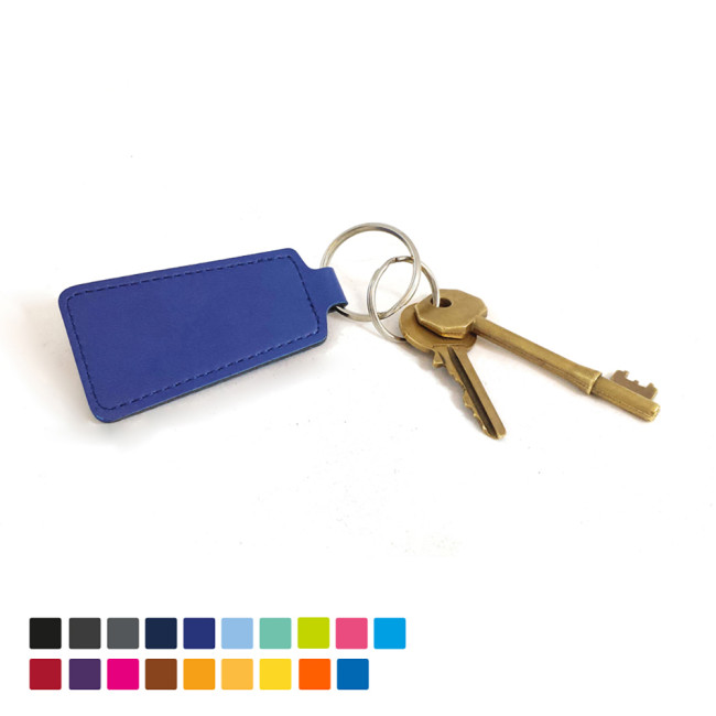 Custom Printed Economy Trapeze Key Fob In Soft Touch Vegan Torino PU - Image 1